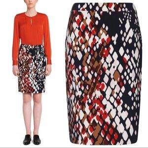 BOSS • Vilea 1 Skirt pencil slim abstract snake print red tan black white